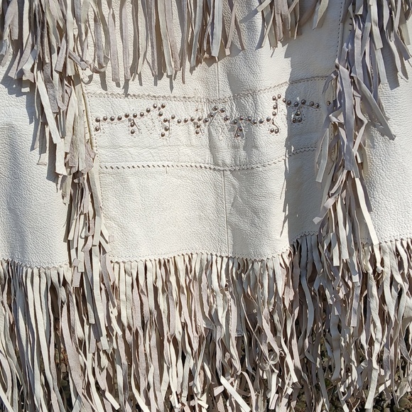 USA BIKERS DREAM APPAREL LEATHER FRINGE JACKET sz M/L - Picture 11 of 14